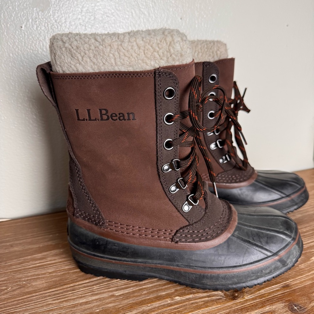 L.L. Bean Leather Waterproof Hunting Snow Boots Insulated Men’s Size 7 Brown